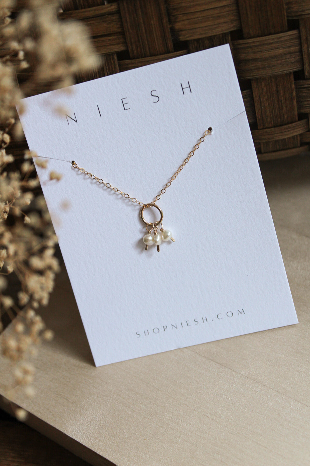 Pearl Charm Drop Necklace